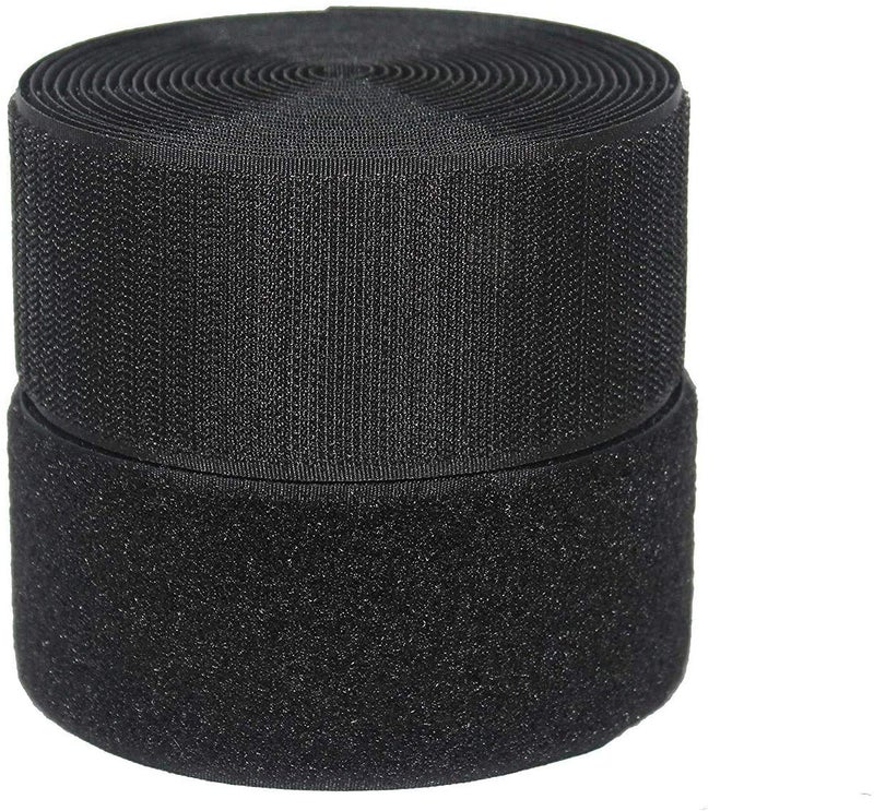 IHKFILAN 2'' Width x 5 Meters Length Black Sew On Hook and Loop Tape Fastening Nylon Fabric Tape (Black, 2 Inch x 5 Meters) - Image 2